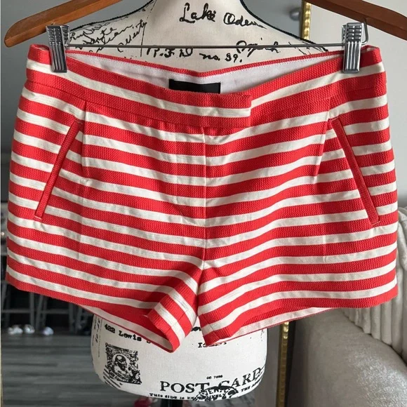 J. Crew | Shorts | J Crew Orangered And White Striped Shorts Size 4 - Picture 2 of 8
